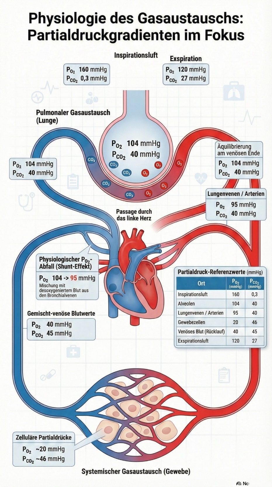 Physiologie des Gasaustauschs: Partialdrücke im Fokus