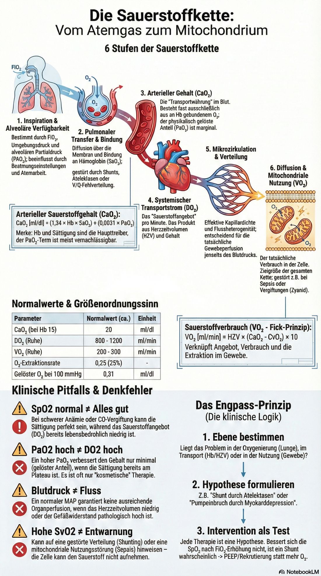 Übersicht: Die Sauerstoffkette vom Atemgas zum Mitochondrium