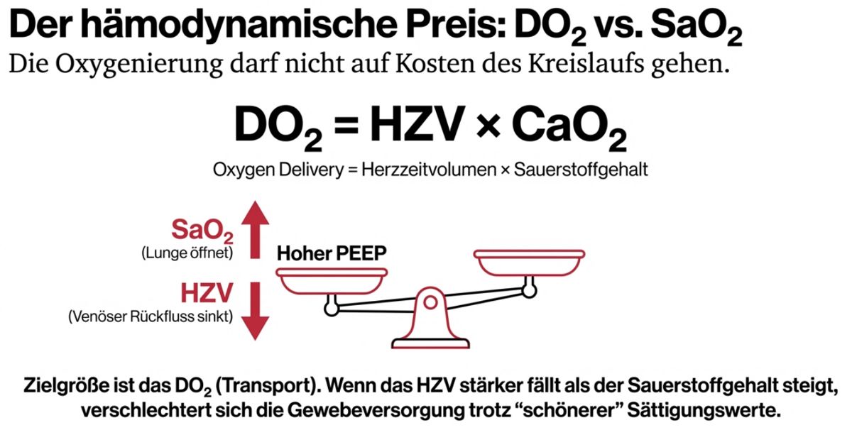 Abbildung 4: Der hämodynamische Preis: DO2 gegen SaO2