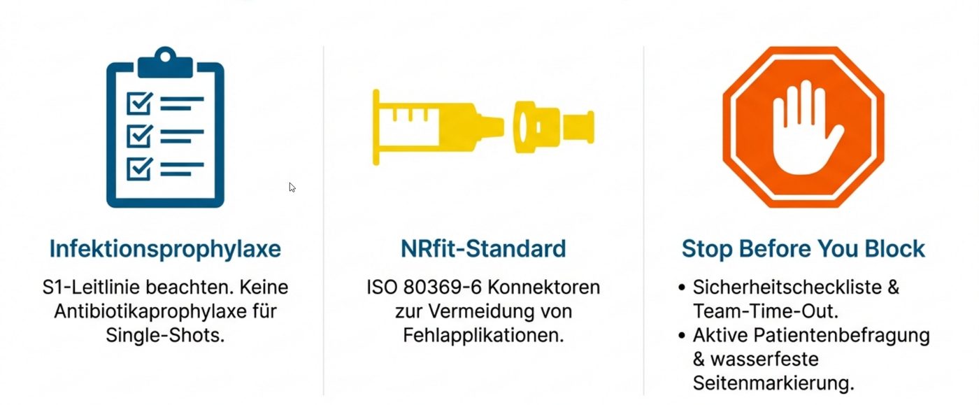 Sicherheit vor dem Block: Infektionsprophylaxe, Konnektorstandard, Stop before you block