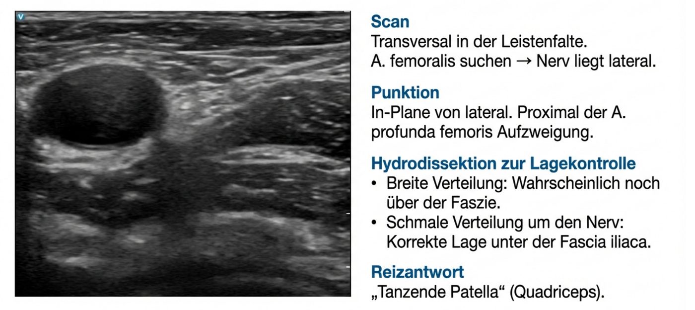 Sonoanatomie des N. femoralis
