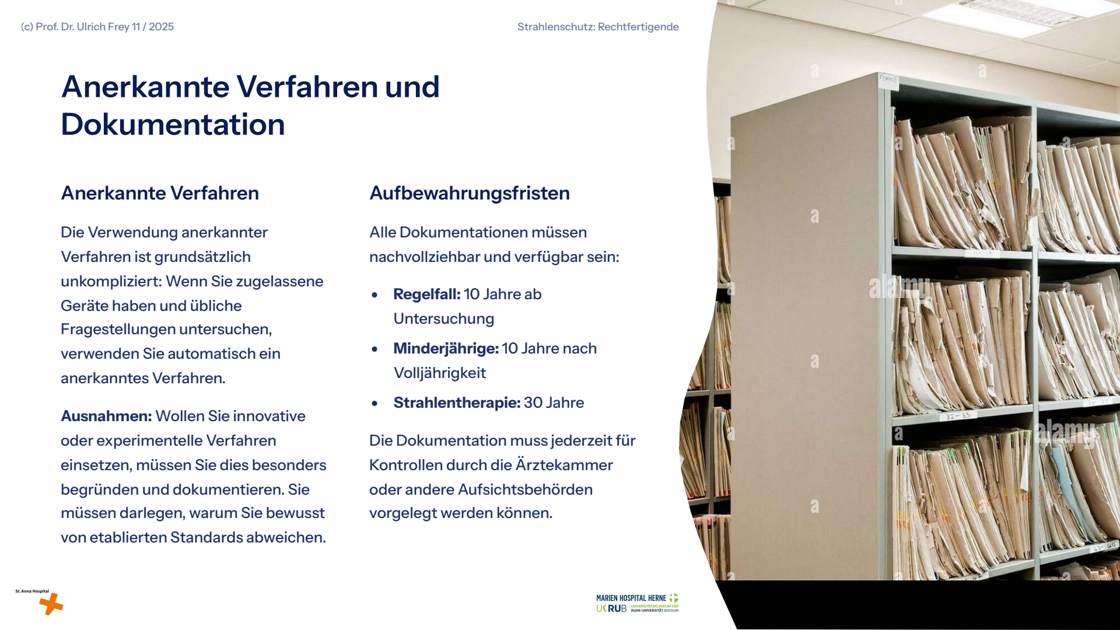 Folie 11: Anerkannte Verfahren und Dokumentation