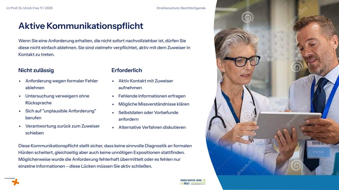 Folie 13: Aktive Kommunikationspflicht