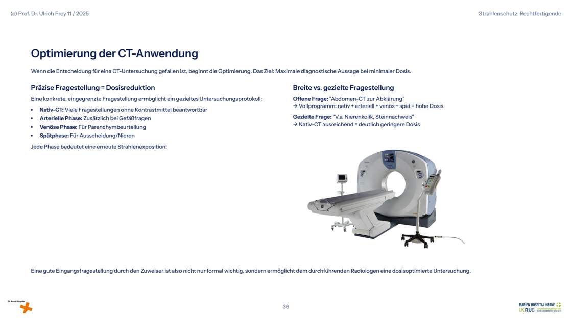Folie 36: Optimierung der CT-Anwendung