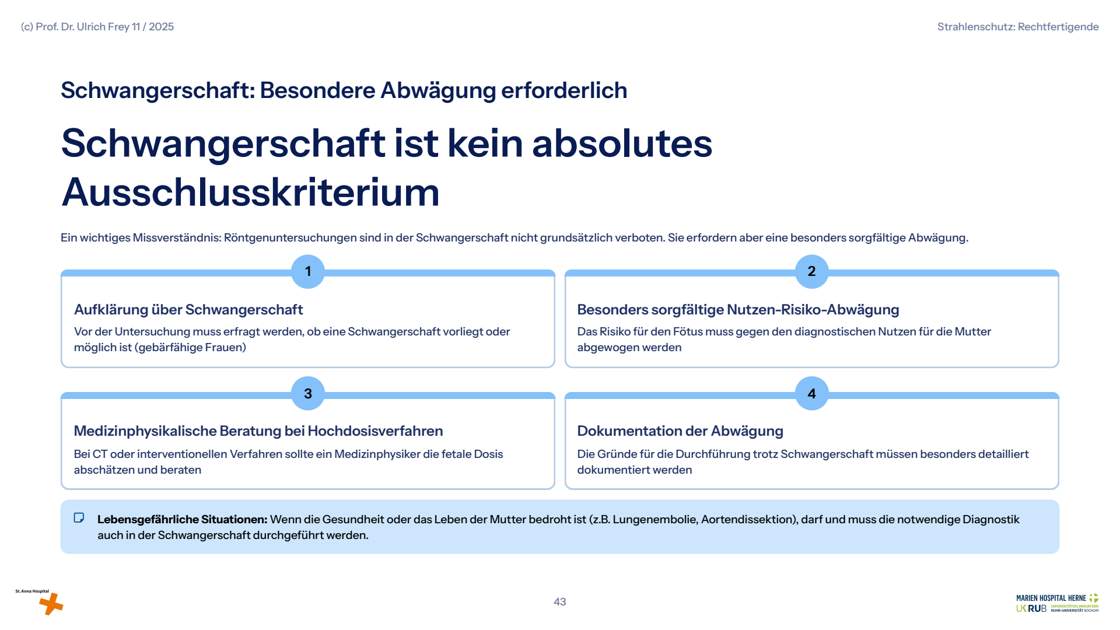 Folie 43: Schwangerschaft ist kein absolutes Ausschlusskriterium