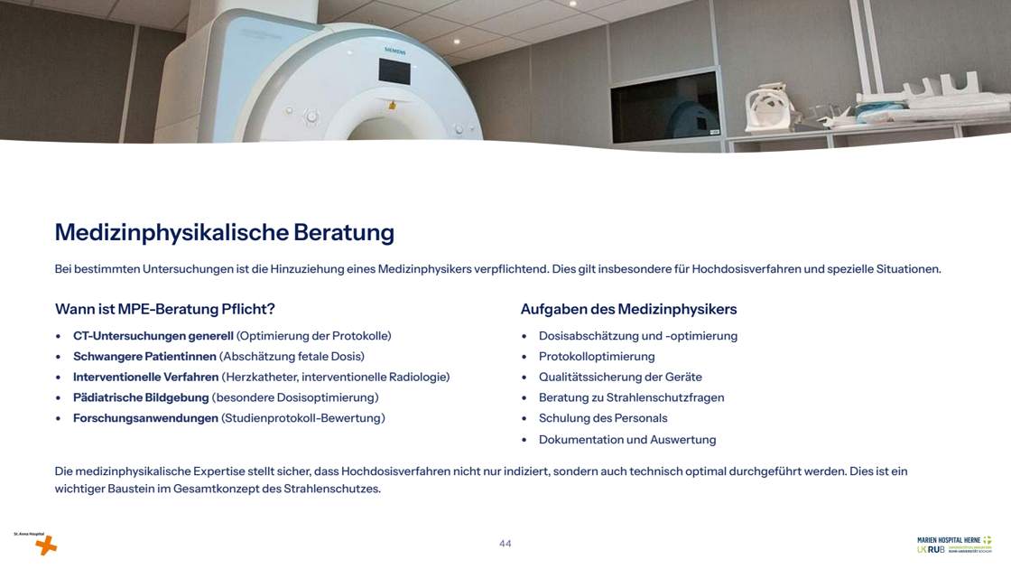 Folie 44: Medizinphysikalische Beratung