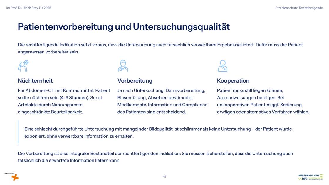 Folie 45: Patientenvorbereitung und Untersuchungsqualität