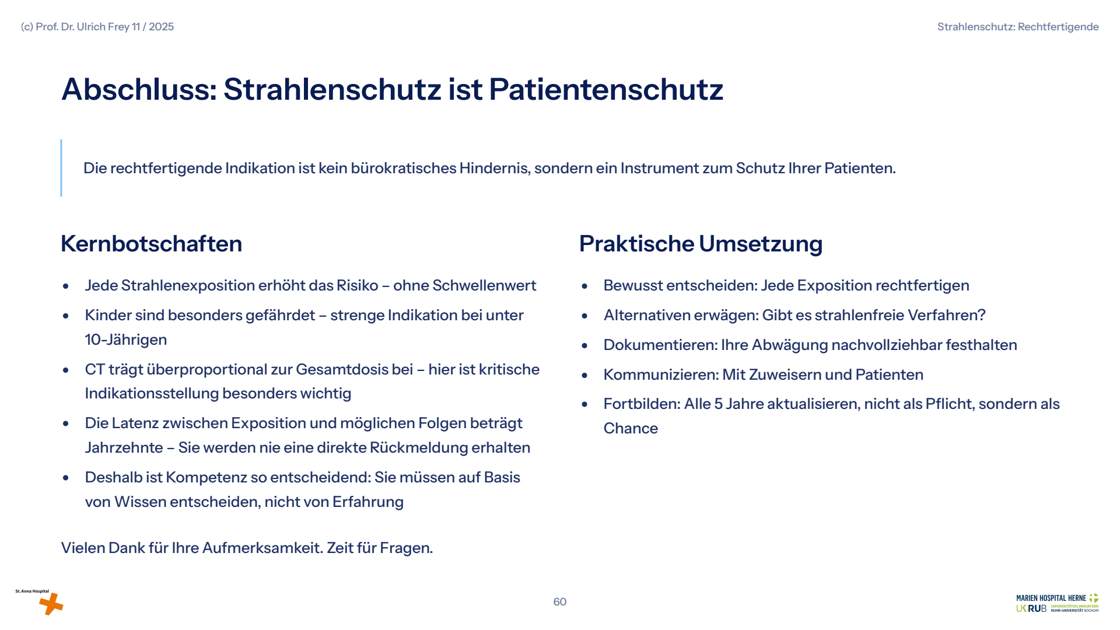 Folie 60: Abschluss: Strahlenschutz ist Patientenschutz