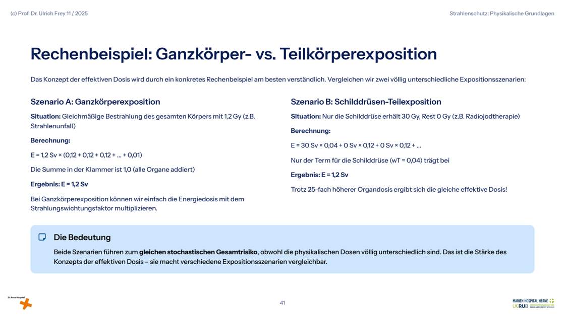 Folie 41: Rechenbeispiel: Ganzkörper- vs. Teilkörperexposition