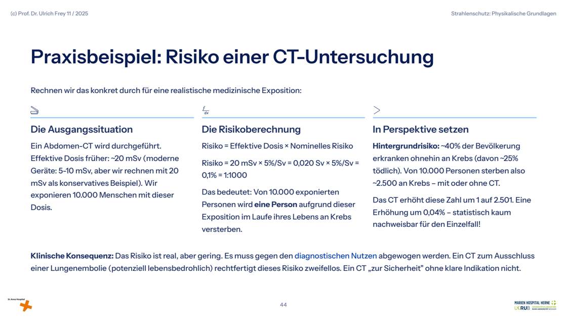 Folie 44: Praxisbeispiel: Risiko einer CT-Untersuchung