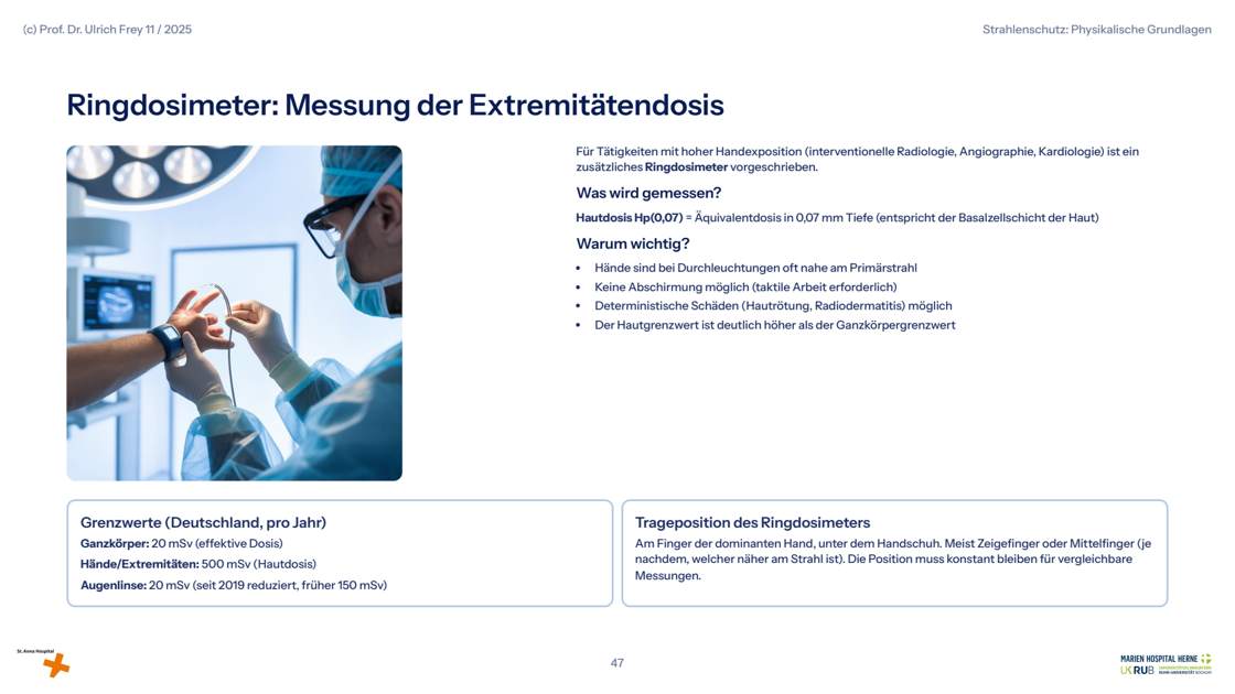 Folie 47: Ringdosimeter: Messung der Extremitätendosis