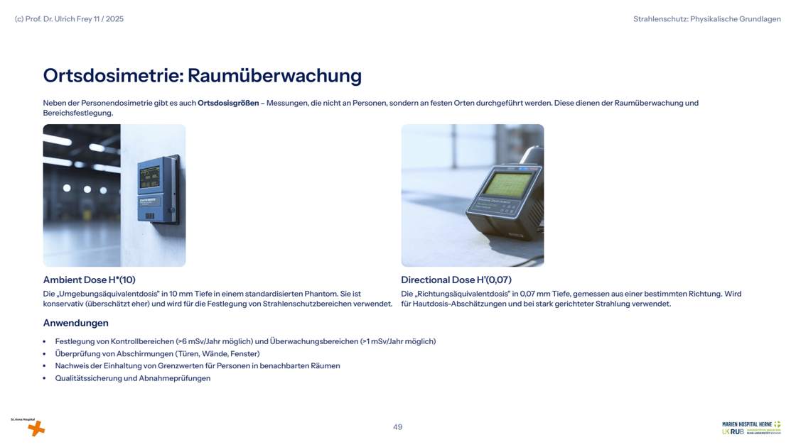 Folie 49: Ortsdosimetrie: Raumüberwachung