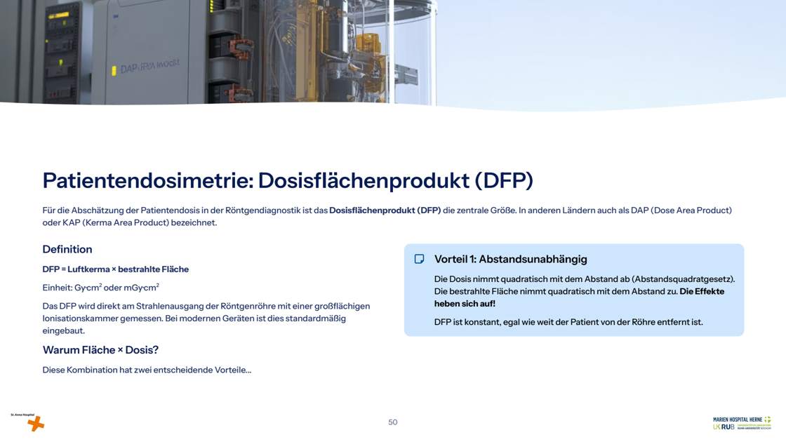 Folie 50: Patientendosimetrie: Dosisflächenprodukt (DFP)