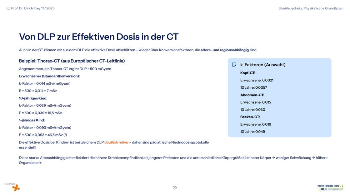 Folie 55: Von DLP zur Effektiven Dosis in der CT