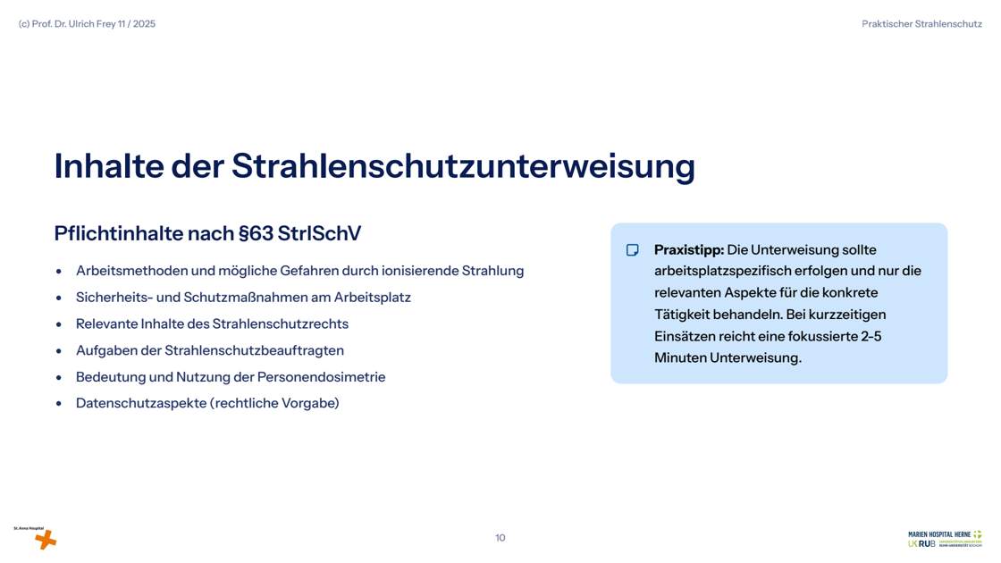Folie 10: Inhalte der Strahlenschutzunterweisung