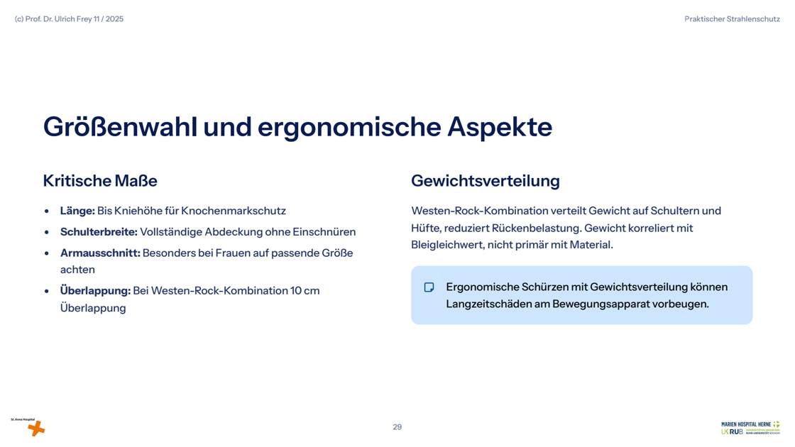Folie 29: Größenwahl und ergonomische Aspekte