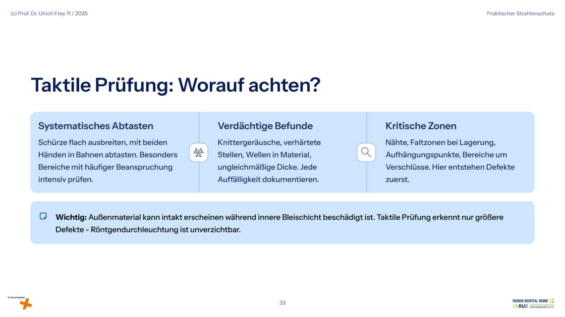 Folie 33: Taktile Prüfung: Worauf achten?