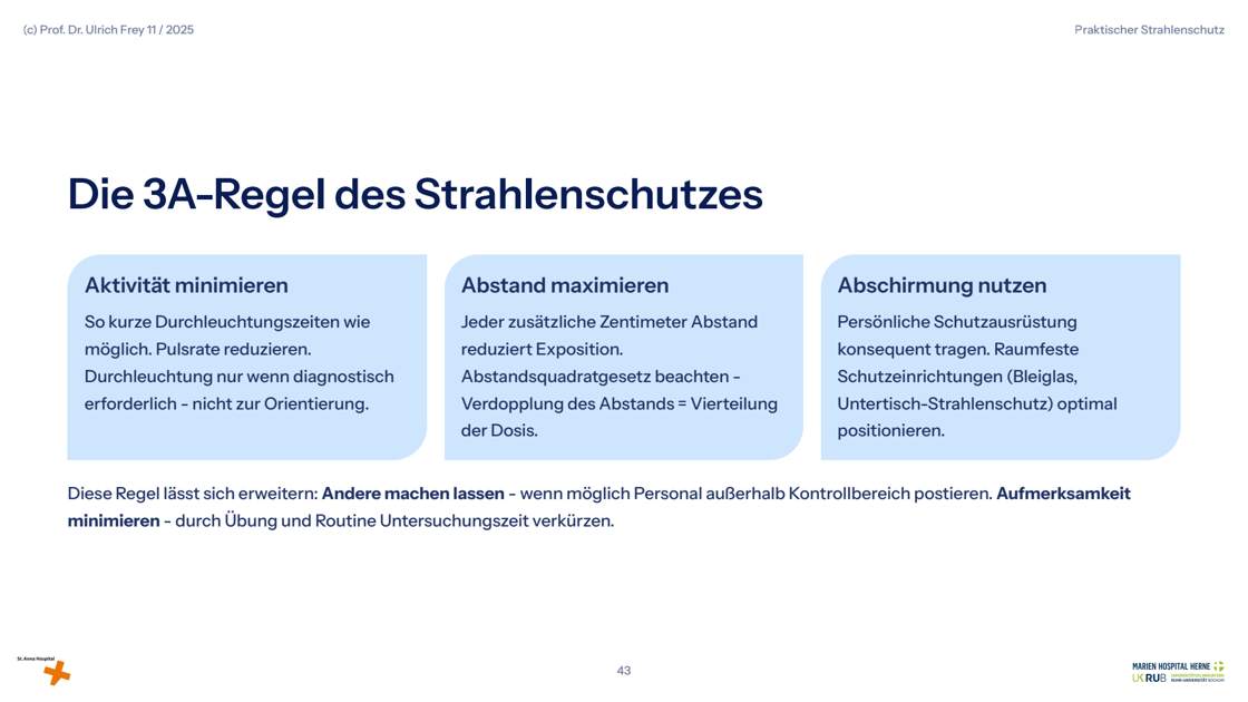 Folie 43: Die 3A-Regel des Strahlenschutzes