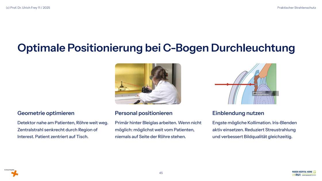 Folie 45: Optimale Positionierung bei C-Bogen Durchleuchtung