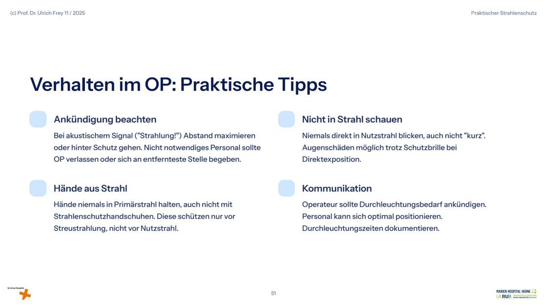 Folie 51: Verhalten im OP: Praktische Tipps
