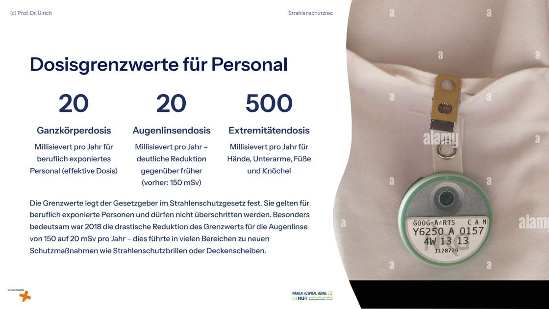 Folie 9: Dosisgrenzwerte für Personal