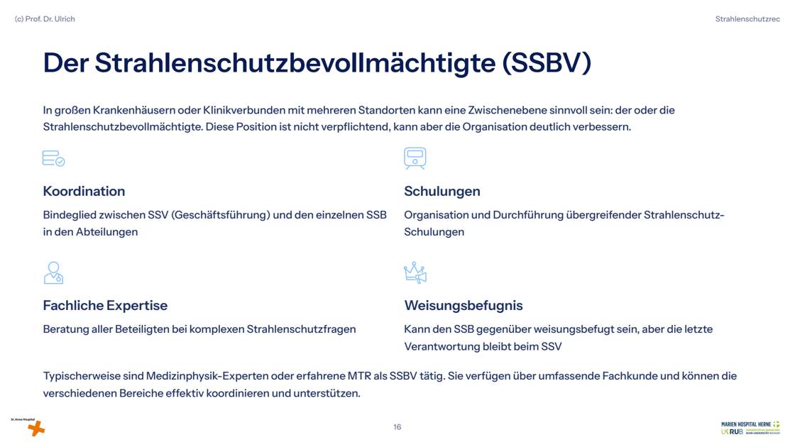 Folie 16: Der Strahlenschutzbevollmächtigte (SSBV)