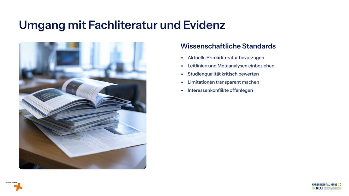 Folie 21: Umgang mit Fachliteratur und Evidenz
